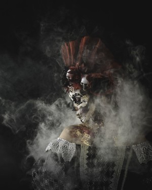 Young girl in the image of Santa Muerte